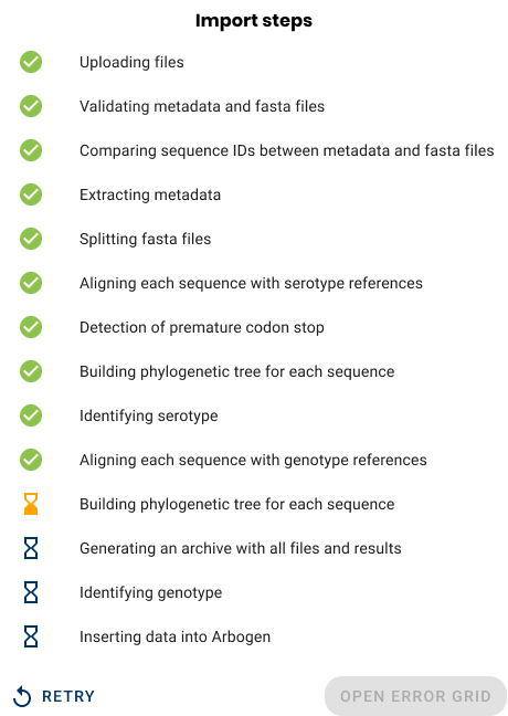Import process interface